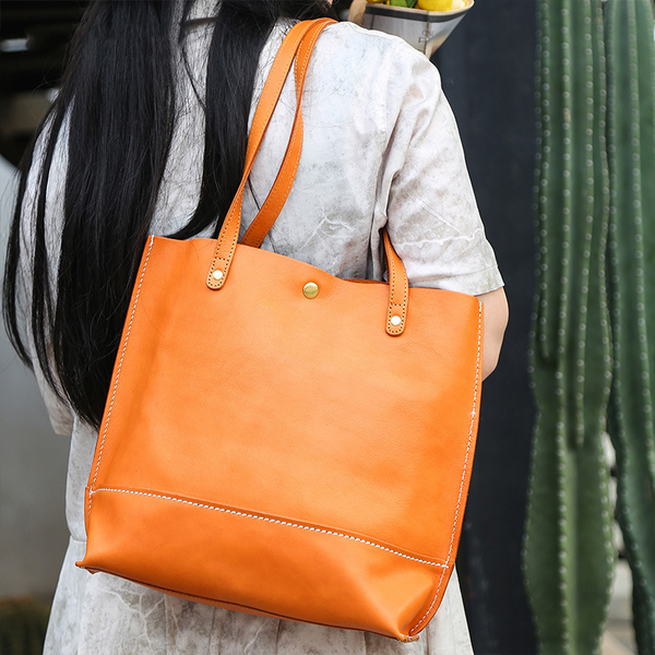 Bolso de Cuero Genuino para Mujer - Bolsa de Hombro Casual Coreana Gran Capacidad