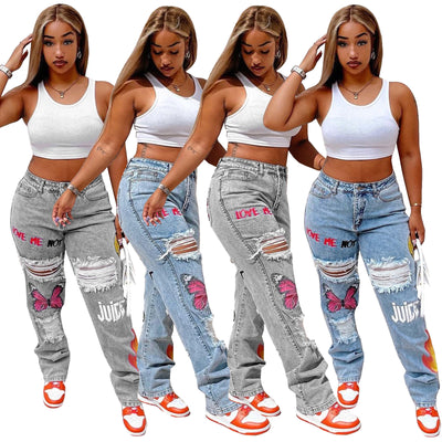 Jeans Rotos con Estilo Digital para Mujer - Image 17