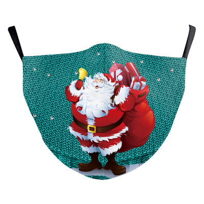 Christmas dust mask with a cartoon kitten in a Santa hat singing carols next to a decorated Christmas tree. - Image 12