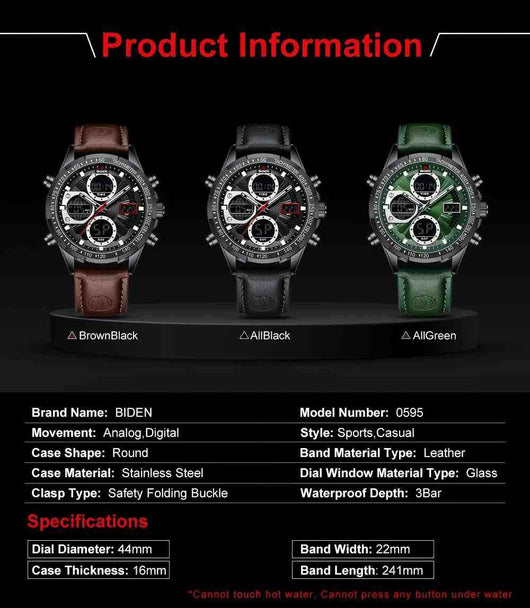 Reloj de Pulsera Deportivo para Hombre con Correa de Cuero PU - Image 19