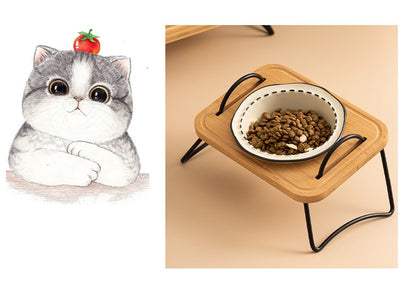 Comedero Felino de Madera con Tazón de Cerámica Antivuelco - Image 22