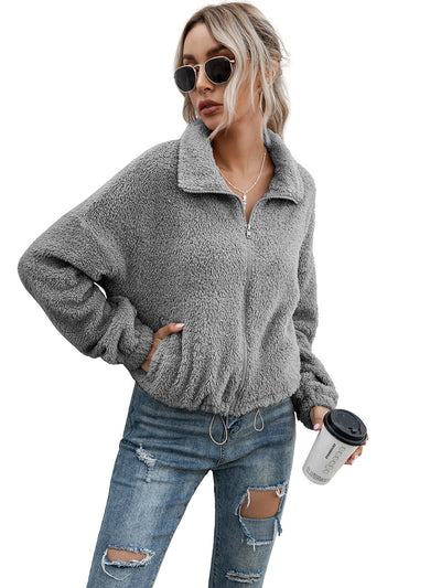 Chaqueta Sudadera Cropped con Cuello Reversible y Cordón Ajustable - Image 7