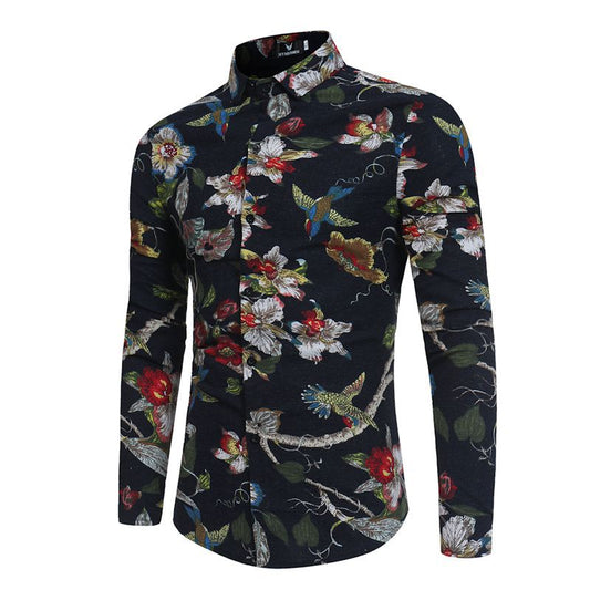 Camisa Estampada de Manga Larga para Hombre