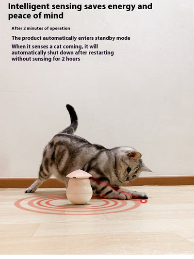 Two pink intelligent electric cat toy tumblers with ribbed tops and red laser emitters, set against a minimalist pink background. - Image 8