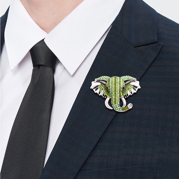 Broche Elefante de Cristales Brillantes - Joya Retro Elegante