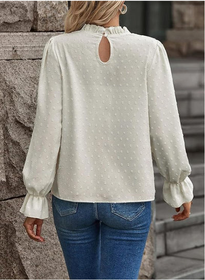 Blusa Jacquard Cuello Redondo Ajustada Efecto Reductor Manga Larga - Image 9