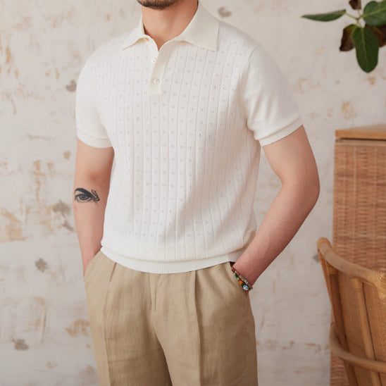 Polo Retro Algodón Puro Transpirable Corte Gentleman