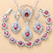 Conjunto de 4 Piezas: Collar, Aretes y Anillo con Piedras Preciosas Incrustadas para Mujer