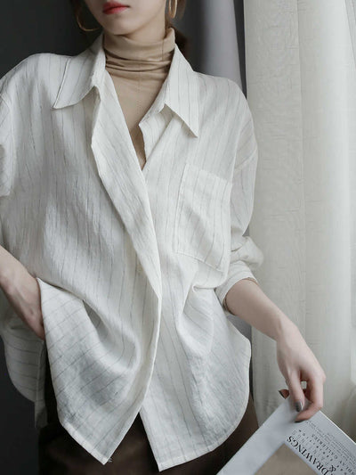 Cardigan Rayado con Botones - Blusa Suelta y Cómoda - Image 3