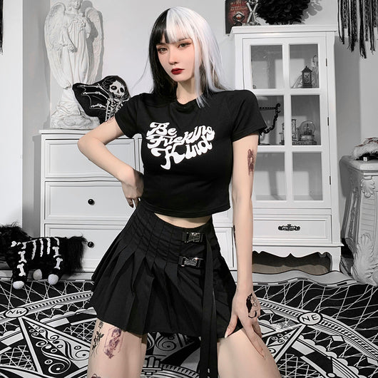 Blusa Corta Crop Top de Cintura Alta con Manga Corta