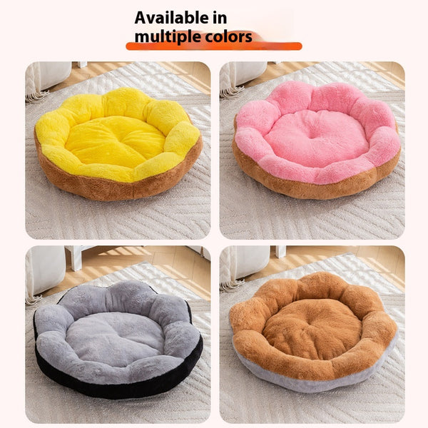 Cama Nido Redonda de Felpa Gruesa y Cálida para Mascotas con Cojín Desmontable y Lavable