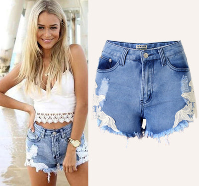 Shorts Boho de Cintura Alta con Encaje para Playa y Resort - Image 7