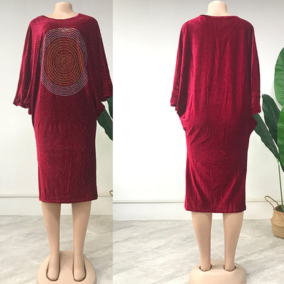Vestido Casual Elegante con Mangas Murciélago y Brillantes - Image 2