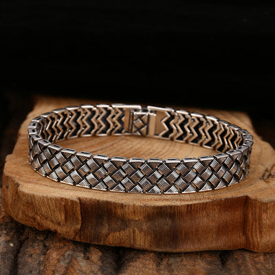 Pulsera de Plata 925 con Diseño Tejido de Líneas Cruzadas