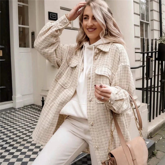 Camisa Vintage Oversized a Cuadros para Mujer - Estilo Otoño - Image 10