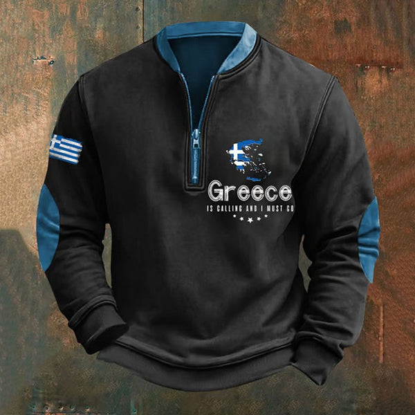 Sudadera Hombre con Estampado Digital y Cierre Medio