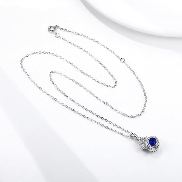 Collar de Plata S925 con Dije de Zafiro - Bolsita de Bendiciones Diseño Original