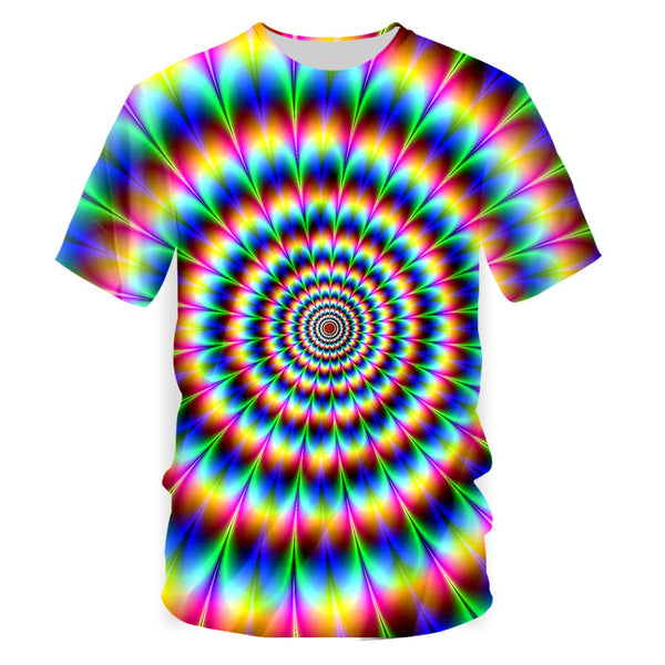 Playera Casual Estampado Psicodélico 3D con Tecnología Transpirable