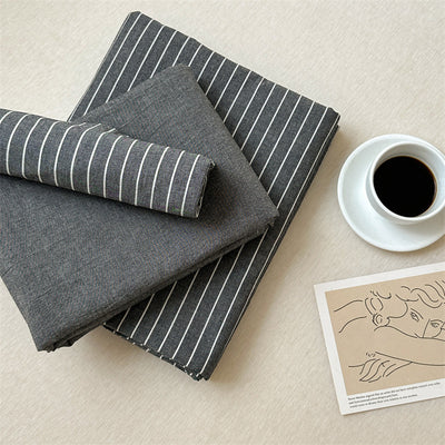 Juego de Cama Retro Japonés de Algodón con Rayas Clásicas - 4 Piezas - Image 15