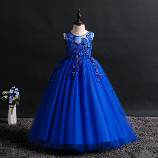 Vestido Princesa Elegante sin Mangas con Borlas Bordadas