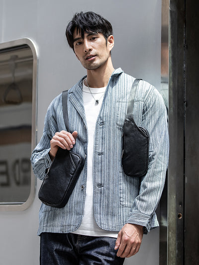 Bolsa Pectoral de Cuero Genuino para Hombre - Estilo Casual Versátil - Image 11