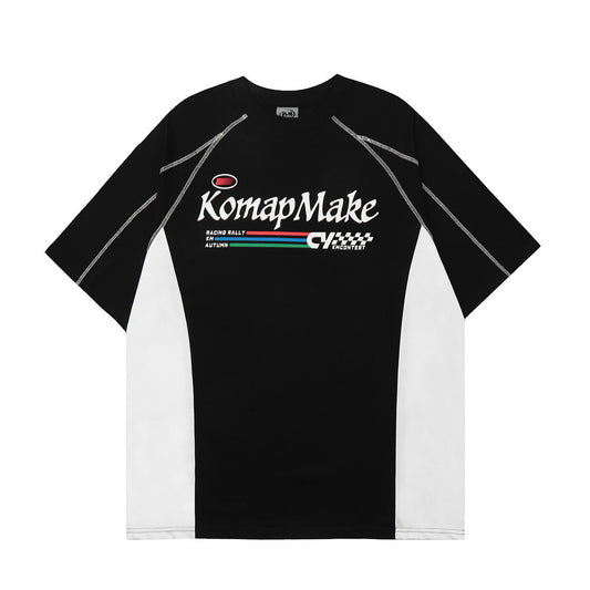 Camiseta Hombre Estampado Letras Contraste Patchwork