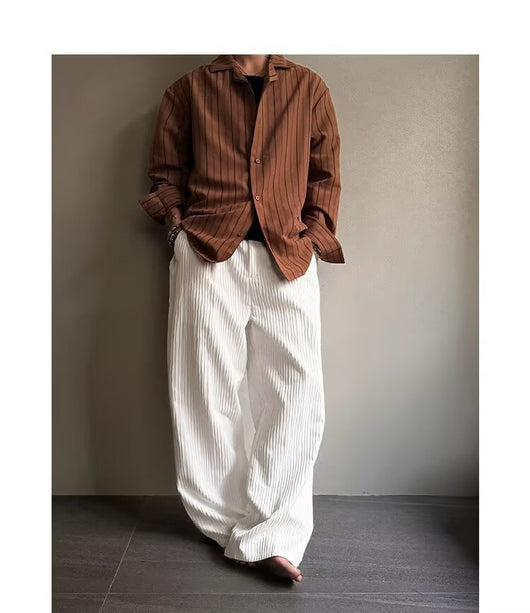 Pantalones Anchos Plisados con Textura para Hombre - Image 11