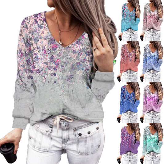 Blusa Elegante de Manga Larga con Escote V para Mujer
