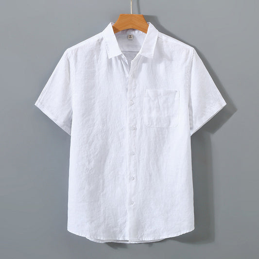 Camisa de Lino Puro para Hombre de Manga Corta