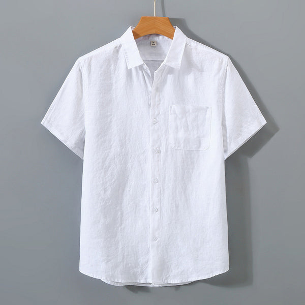 Camisa de Lino Puro para Hombre de Manga Corta