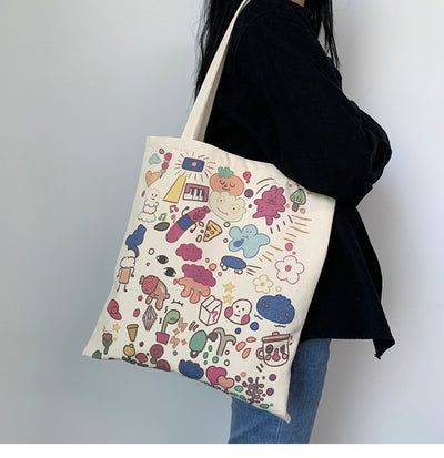 Bolsa de Lona Grande con Estampados Adorables - Capacidad Máxima - Image 8