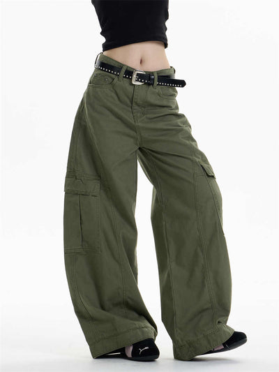 Pantalones Overol Cargo Mujer Cintura Alta Pierna Ancha Bolsillos Múltiples - Image 5