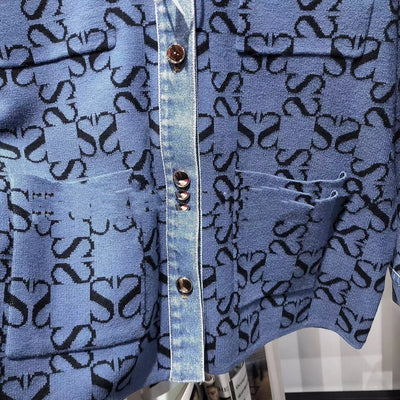 Chaqueta Tejida Denim Jacquard con Costuras Vintage - Comodín para Mujer - Image 14