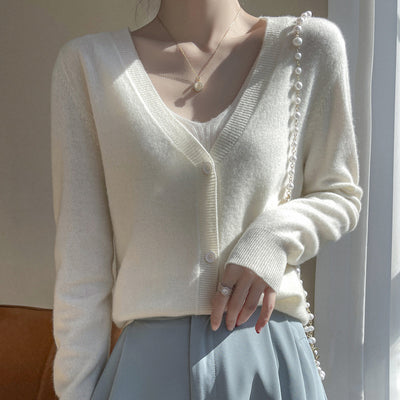 Cardigan Corto de Cachemira Tejida con Mangas Largas para Mujer - Image 13