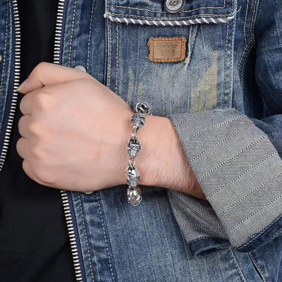 Pulsera de Plata 925 con Calavera de 12mm para Hombre - Image 12