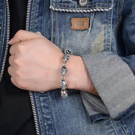 Pulsera de Plata 925 con Calavera de 12mm para Hombre - Image 12