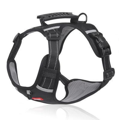 Orange no-pull dog harness with reflective strips, adjustable buckles, and a top handle for training and outdoor use. - Image 5