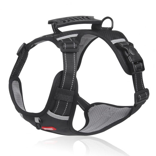 Orange no-pull dog harness with reflective strips, adjustable buckles, and a top handle for training and outdoor use. - Image 5