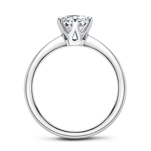 Anillo de Moissanita Clásico Seis Puntas 1 Quilate Plata 925