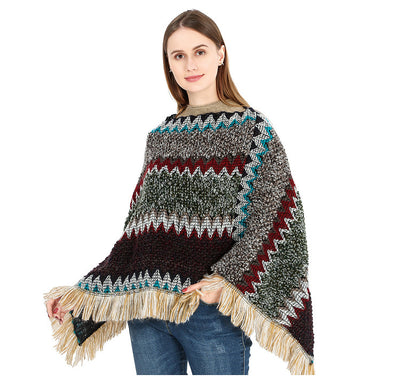 Poncho Étnico Multicolor Cálido para Otoño e Invierno - Image 19