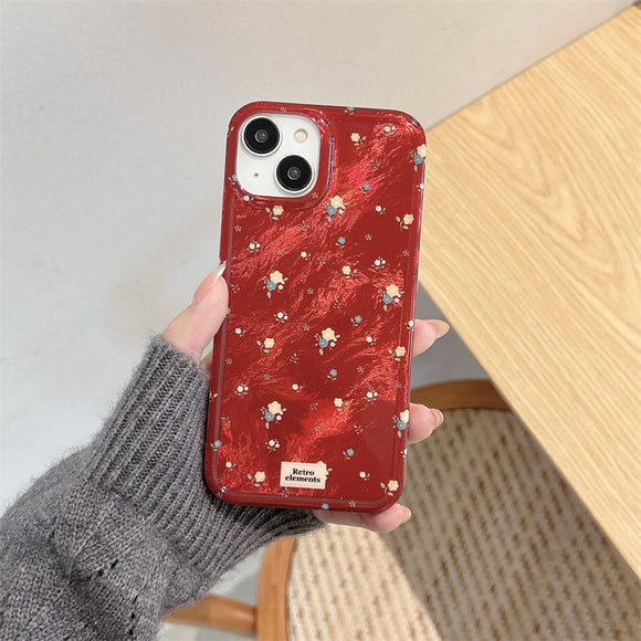 Funda Floral 3D con Pantalla Completa Roja para Teléfono