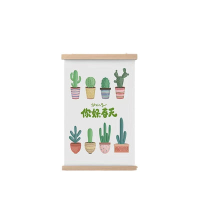 Cuadro Decorativo Plantas Verdes Diseño Infantil en Madera Maciza - Image 2