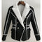 Chaqueta de Cuero Doble Botonadura Slim Fit con Detalles de Piel