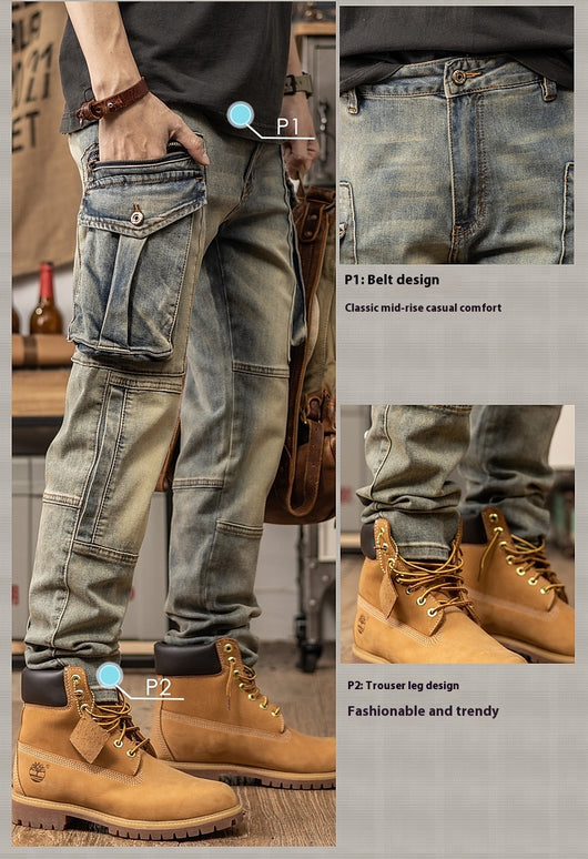 Pantalones Casuales Retro Slim Fit de Corte Recto para Primavera y Otoño - Image 12