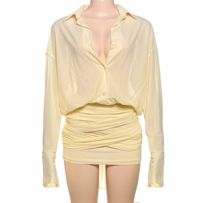 Vestido Camisero Elegante Ajustado con Encaje y Cordones - Image 16