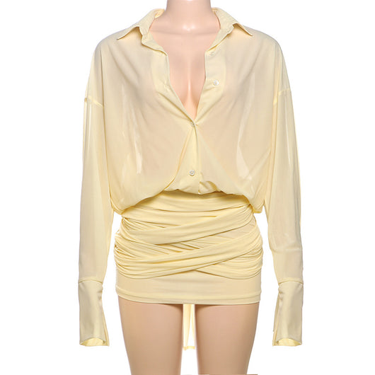 Vestido Camisero Elegante Ajustado con Encaje y Cordones - Image 16
