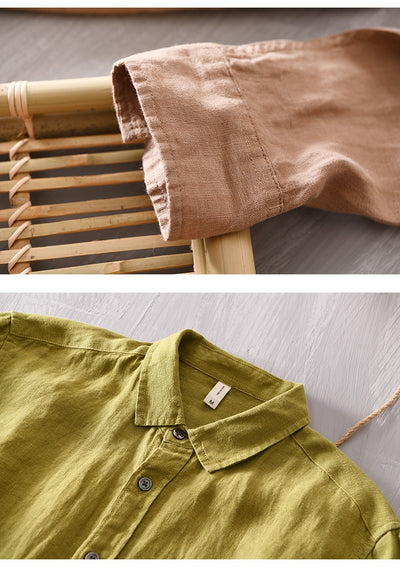 Camisa Casual de Manga Larga en Algodón y Lino para Hombre - Image 11