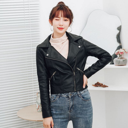 Chaqueta de Cuero Coreana Slim Plus Size con Forro Polar Desmontable - Image 5