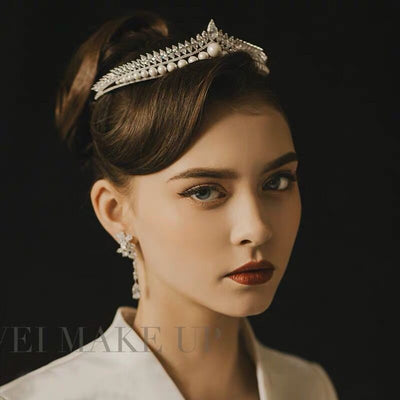 Corona de Novia con Perlas - Tiara Elegante Princesa para Novia e Influencers - Image 3
