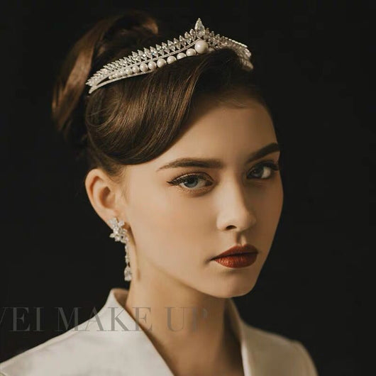 Corona de Novia con Perlas - Tiara Elegante Princesa para Novia e Influencers - Image 3